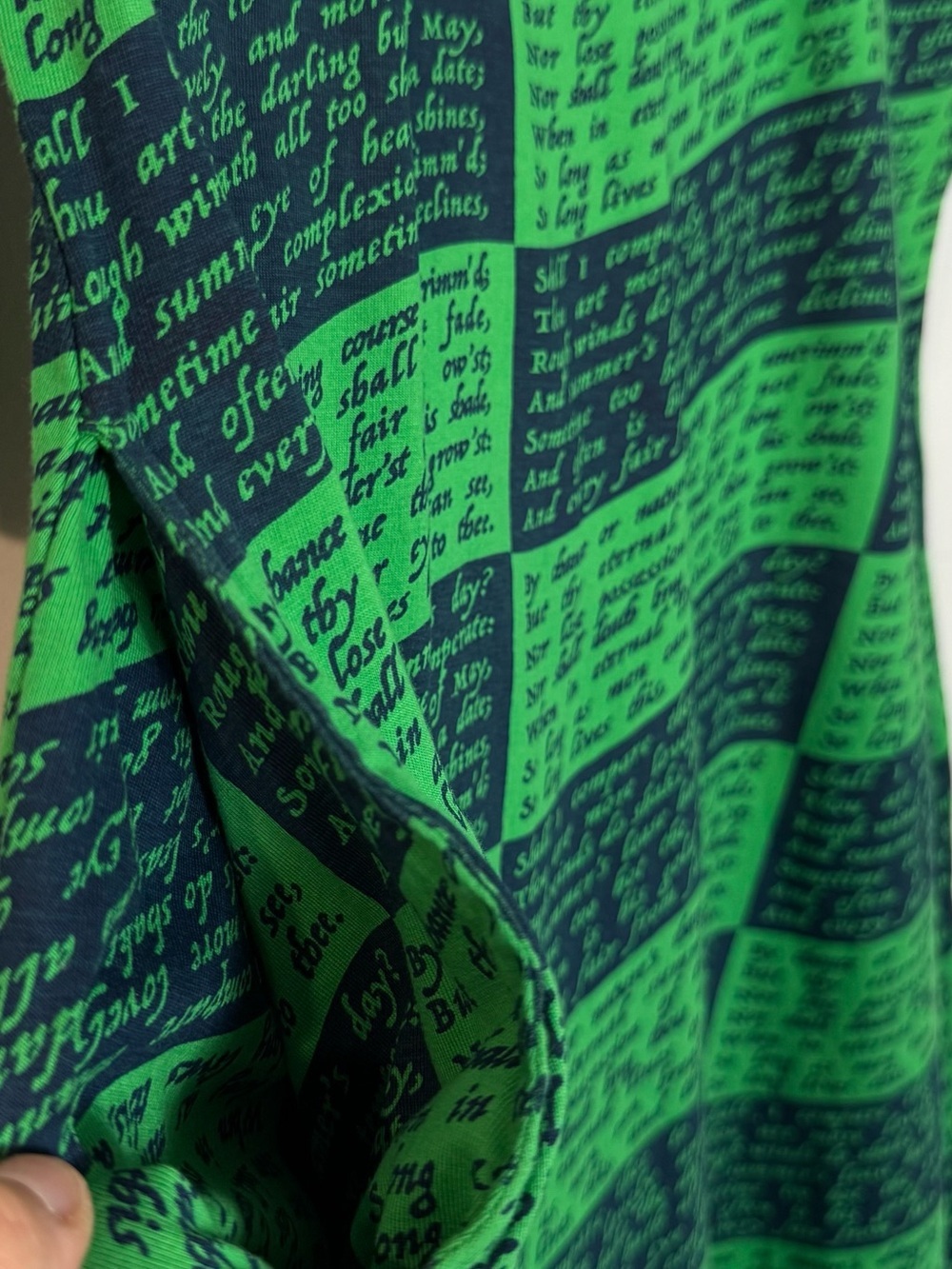 Svaha Shakespeare Sonnet 18 Script Green Organic Cotton Shirt Shift Dress MED - Picture 5 of 7